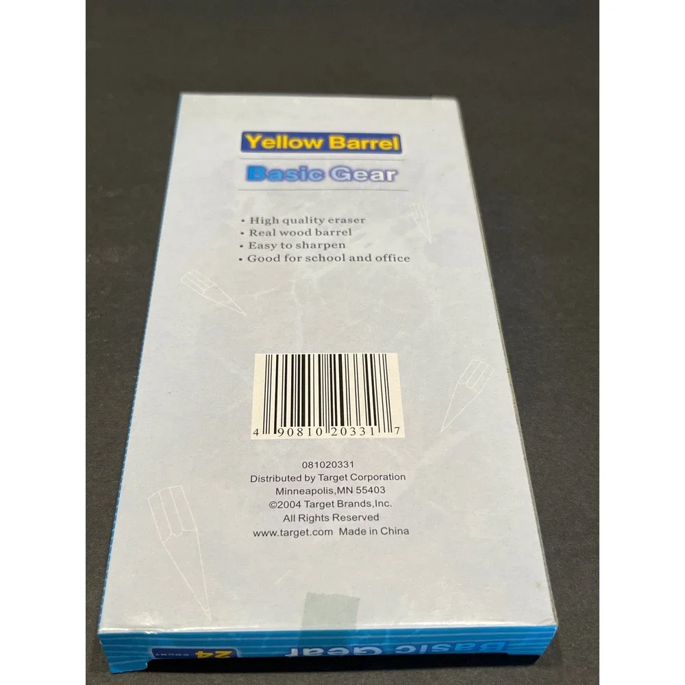 Basic Gear Yellow Barrel No 2 Pencils Wood Case 24 Count Target 2004 Vintage